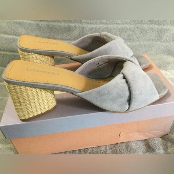 Lisa Vicky Impress Lavender Block Heeled Suede Sandal Size 9M - Picture 6 of 13